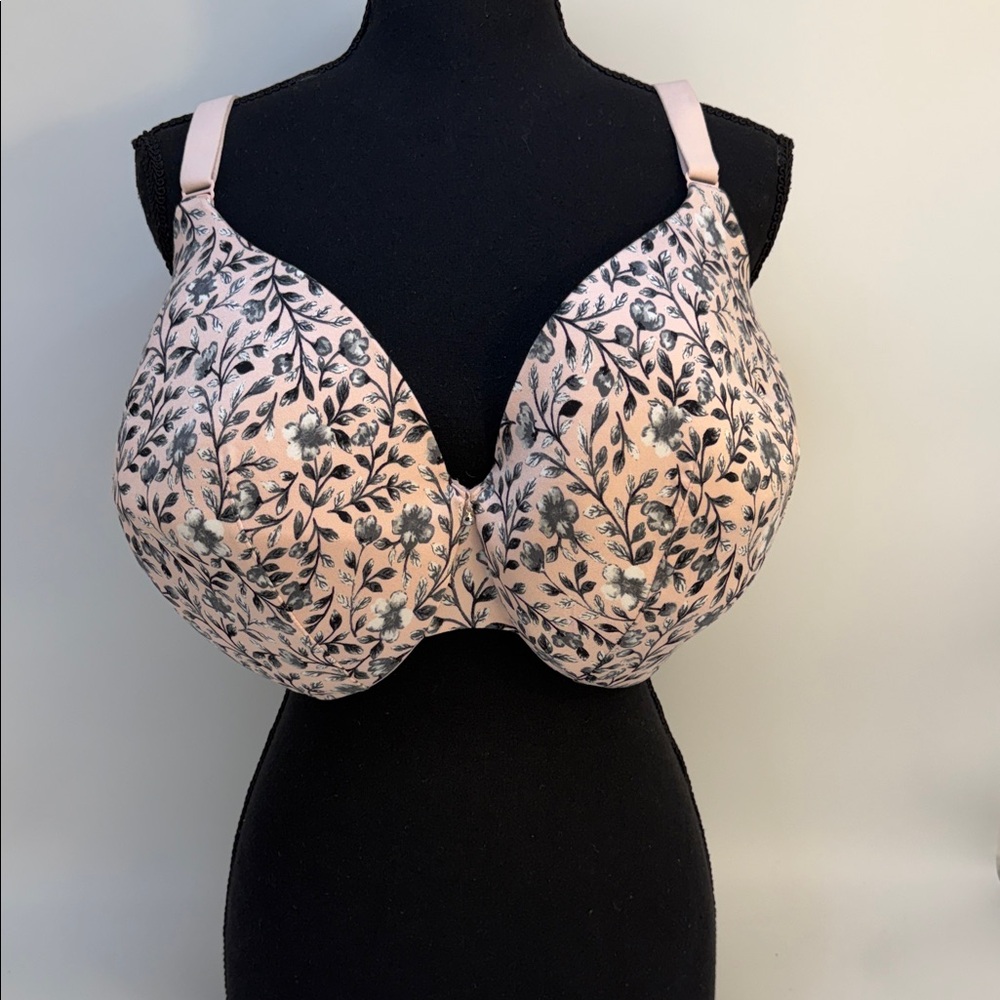 Cacique‎ Blush and Black Floral Bra